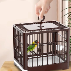 Travel Bird Cage, Bird Travel Carrier Cage With Handle, 2 Standing Pole, Food Container And 2 Cup, Fruit Fork For Cockatiels