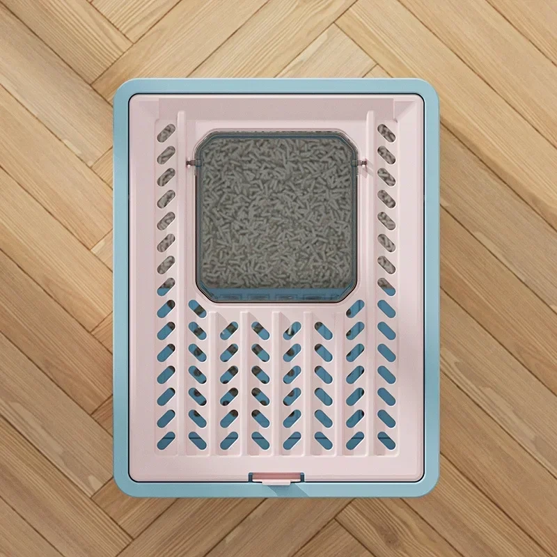 Front Entry Top Exit Cat Litter Box with Lid Foldable Large Kitty Litter Boxes Drawer type Cats Toilet Including Scoop Plastic