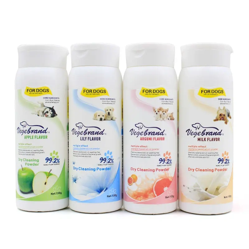 Pet Fruit Shampoo Set Custom Label Dog Shampoo Dry Powder Gift Box Four Bottles Of Pet Shampoo Cleansing Powder