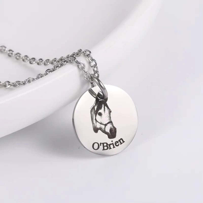Personalized Pet Photo Necklace For Women Cute Cat Dog Birth Month Flowers Necklace Custom Animal Stainless Steel Jewelry Gift