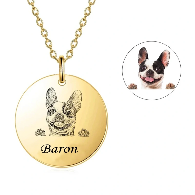 Personalized Pet Photo Necklace For Women Cute Cat Dog Birth Month Flowers Necklace Custom Animal Stainless Steel Jewelry Gift