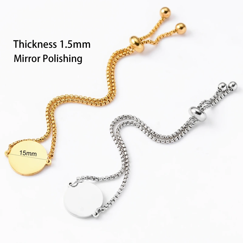 Stainless Steel Adjustable Custom Engrave Picture Couple Boho Bracelets Chains for Women's Pendant Bracelet Jewelry Gifts