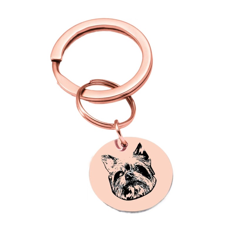 Stainless Steel Custom Pet Portrait Keychain Personalized Multiple Dog Cat Photo Engraved Memorial Christmas Gifts