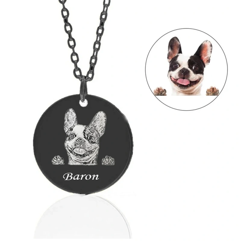 Personalized Pet Photo Necklace For Women Cute Cat Dog Birth Month Flowers Necklace Custom Animal Stainless Steel Jewelry Gift