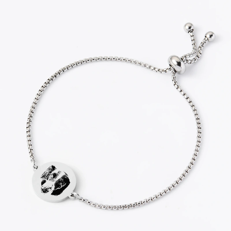 Stainless Steel Adjustable Custom Engrave Picture Couple Boho Bracelets Chains for Women's Pendant Bracelet Jewelry Gifts
