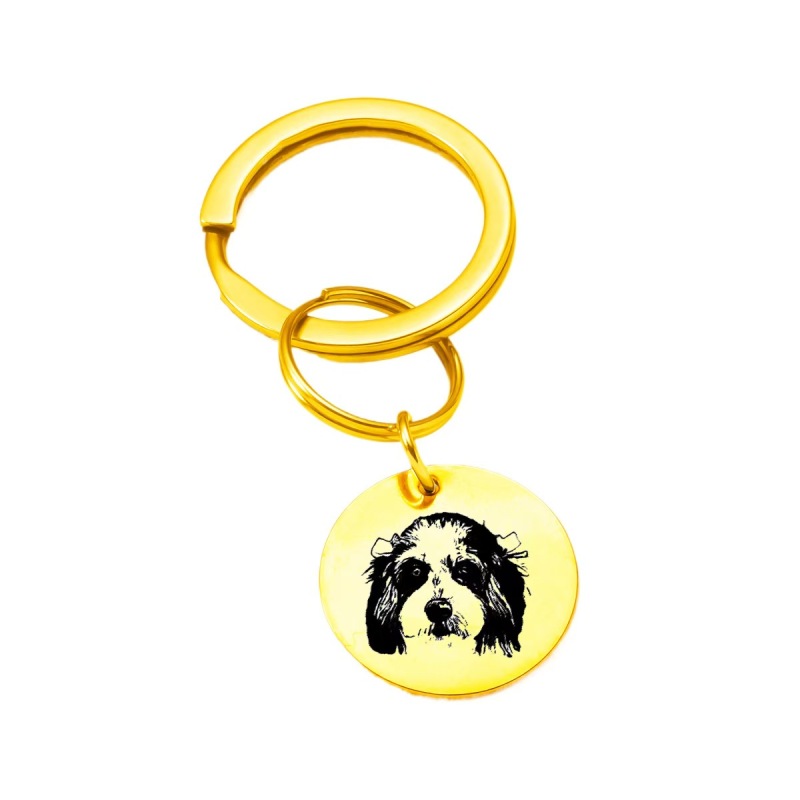 Stainless Steel Custom Pet Portrait Keychain Personalized Multiple Dog Cat Photo Engraved Memorial Christmas Gifts