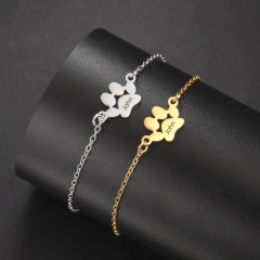 Lemegeton Dog Cat Paw Custom Name Bracelet Women Stainless Steel Jewelry Multiple Names Personalized Pet Valentine's Day Gifts
