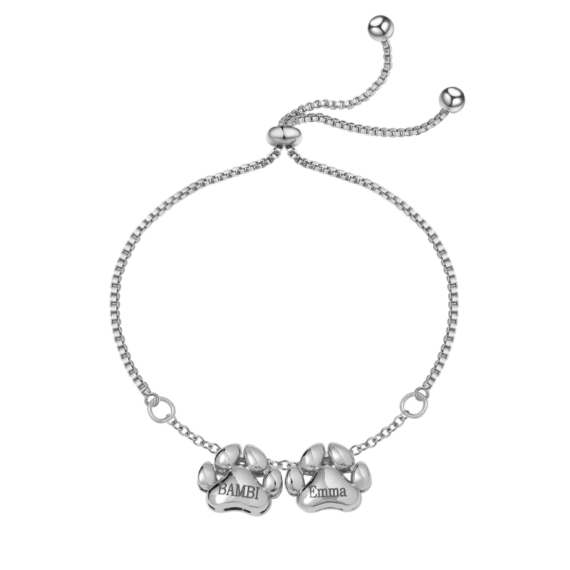 3D Bubble Dog Paw Print Adjustable Box Bracelet Personalized Balloon Jewelry for Her Christmas Valentine's Day Gift for Her