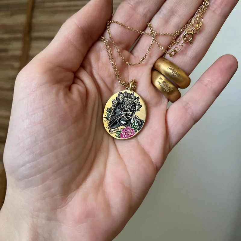 European and American Geometric Circular Painted Oil Droplets Dog Cat Pet Elements Flower Fashion Pendant Necklace Accessories