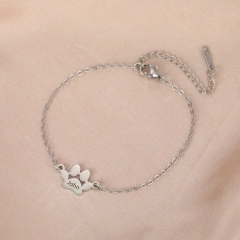 Lemegeton Dog Cat Paw Custom Name Bracelet Women Stainless Steel Jewelry Multiple Names Personalized Pet Valentine's Day Gifts