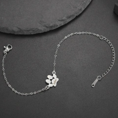 Lemegeton Dog Cat Paw Custom Name Bracelet Women Stainless Steel Jewelry Multiple Names Personalized Pet Valentine's Day Gifts