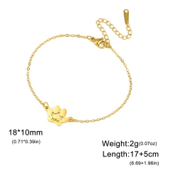 Lemegeton Dog Cat Paw Custom Name Bracelet Women Stainless Steel Jewelry Multiple Names Personalized Pet Valentine's Day Gifts