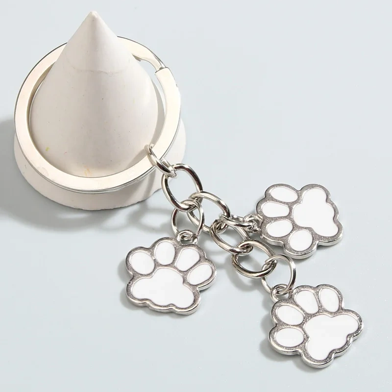 Cute Keychain Cat Dog Paw Key Ring Footprints Enamel Key Chains For Women Men Handbag Accessorie DIY Handmade Jewelry Gifts