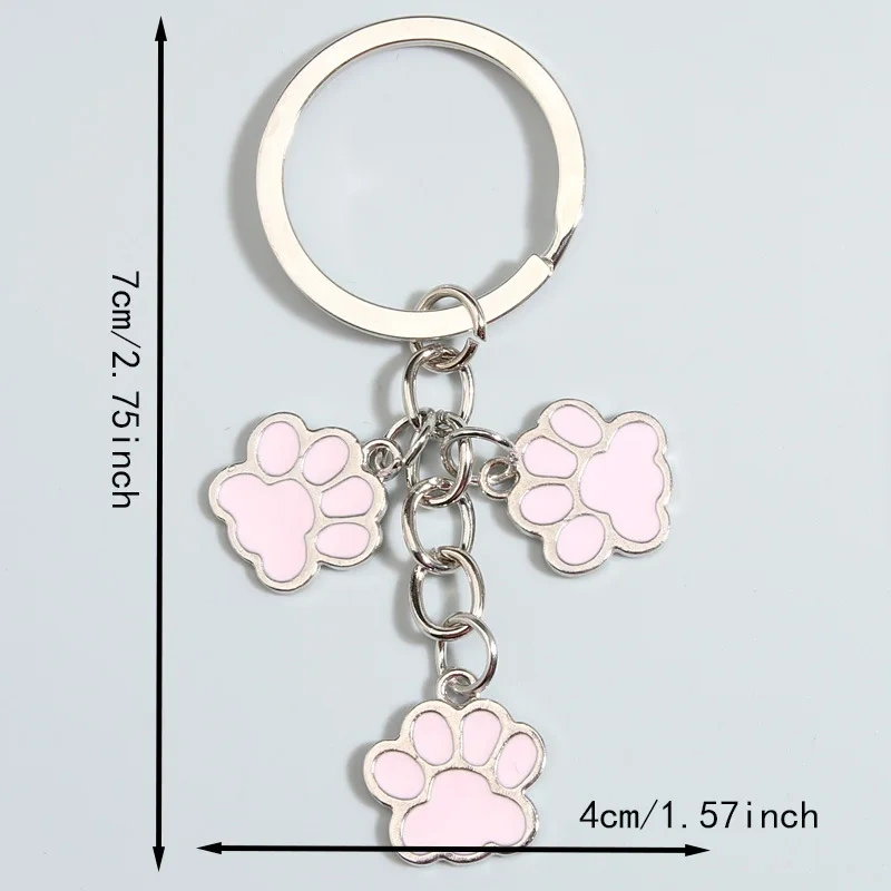 Cute Keychain Cat Dog Paw Key Ring Footprints Enamel Key Chains For Women Men Handbag Accessorie DIY Handmade Jewelry Gifts