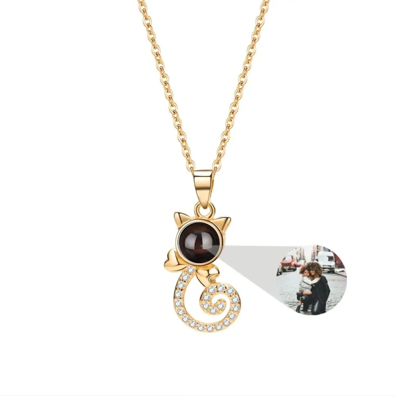 Projection Photo Customized Photo Necklace for Women Girl Personalized Animal Pendant Necklace Memory Jewelry Christmas Gift