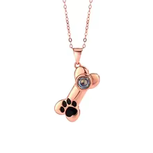 Bone Necklace s925 Custom Photo Projection Necklace Personalized Dog Claw Cute Pendant Colorful Image Friend Family Memory Gift