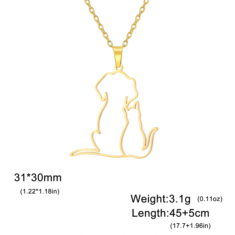 Cazador Cute Hugging Cats Kitten Necklace for Women Stainless Steel Animal Dog Pet Pendant Necklaces Jewelry Gift 2025 Trend