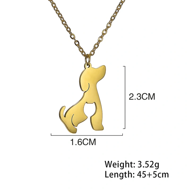 Hollow Cat Dog Pendant Necklace Double Layer Chains Choker Cute Animal Kitten Women's Necklace Stainless Steel Jewelry Wholesale
