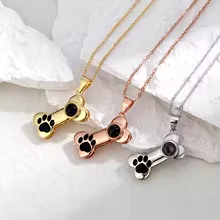 Bone Necklace s925 Custom Photo Projection Necklace Personalized Dog Claw Cute Pendant Colorful Image Friend Family Memory Gift