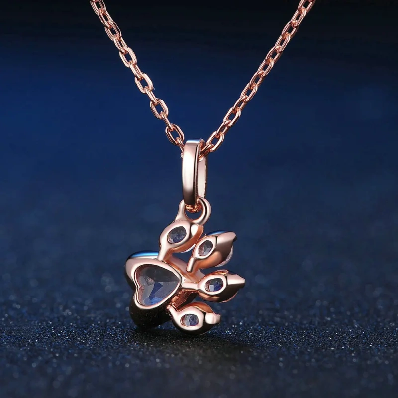 Pendant Necklace For Women Bear's Paw Cat's paw 5mm 100% Natural Gemstone Clear Quartz Chain 925 Sterling Silver Fine Jewelry