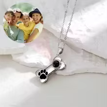 Bone Necklace s925 Custom Photo Projection Necklace Personalized Dog Claw Cute Pendant Colorful Image Friend Family Memory Gift