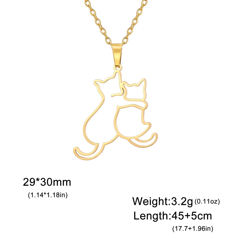Cazador Cute Hugging Cats Kitten Necklace for Women Stainless Steel Animal Dog Pet Pendant Necklaces Jewelry Gift 2025 Trend