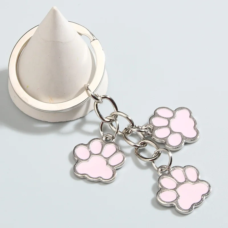 Cute Keychain Cat Dog Paw Key Ring Footprints Enamel Key Chains For Women Men Handbag Accessorie DIY Handmade Jewelry Gifts