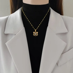 Cute Zircon Kitten Cat Pendant Necklaces for Women Girls Stainless Steel Chain Lovely Collar Accessories Jewelry Gifts