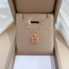 Cute Zircon Kitten Cat Pendant Necklaces for Women Girls Stainless Steel Chain Lovely Collar Accessories Jewelry Gifts