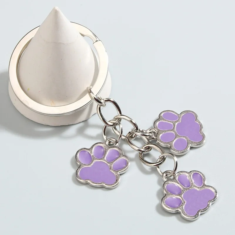 Cute Keychain Cat Dog Paw Key Ring Footprints Enamel Key Chains For Women Men Handbag Accessorie DIY Handmade Jewelry Gifts