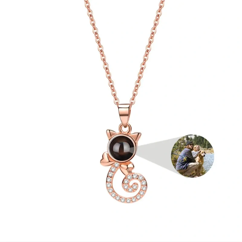 Projection Photo Customized Photo Necklace for Women Girl Personalized Animal Pendant Necklace Memory Jewelry Christmas Gift