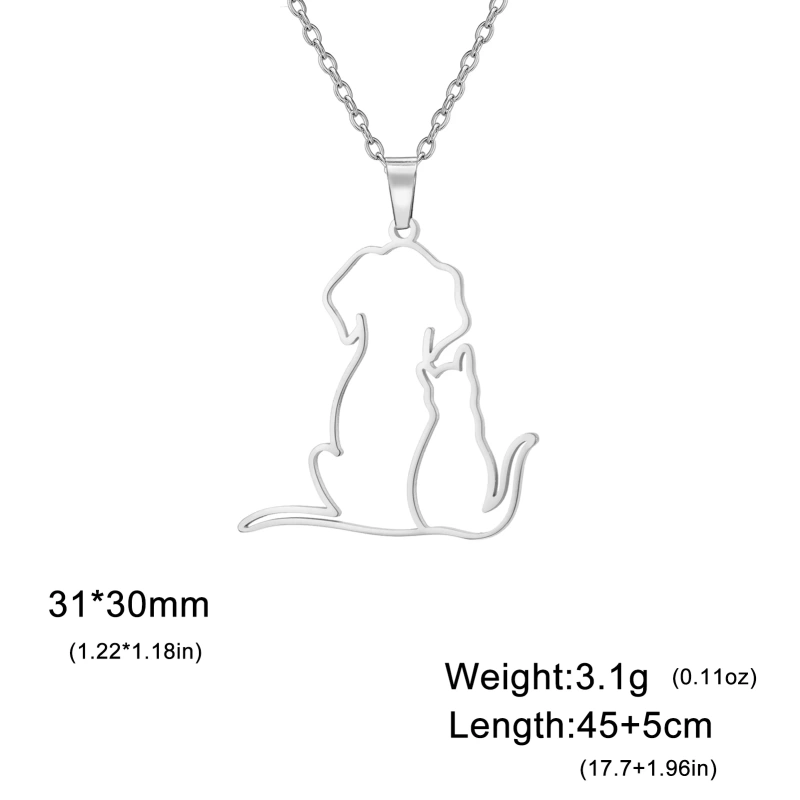 Cazador Cute Hugging Cats Kitten Necklace for Women Stainless Steel Animal Dog Pet Pendant Necklaces Jewelry Gift 2025 Trend