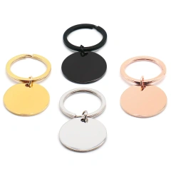 20Sets Blank Round Dog Tags Anti-Lost Cat ID Customized Tell Pet Collar Nameplate Valentine Day Gifts Key Chain Rings  Charm DIY
