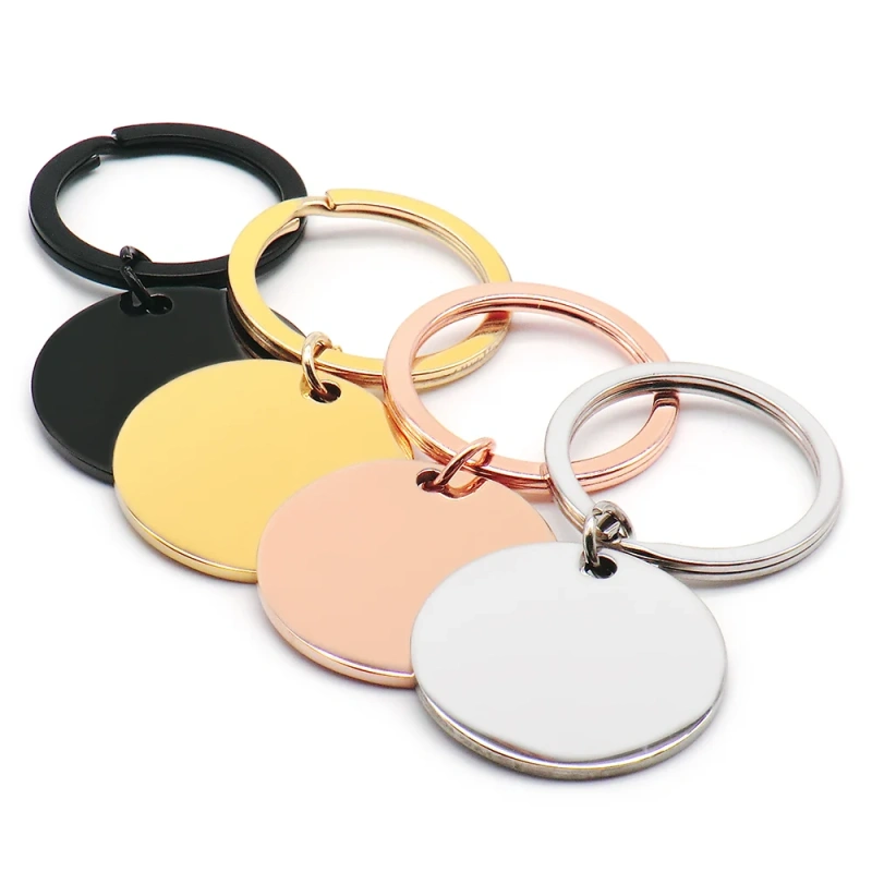 20Sets Blank Round Dog Tags Anti-Lost Cat ID Customized Tell Pet Collar Nameplate Valentine Day Gifts Key Chain Rings  Charm DIY
