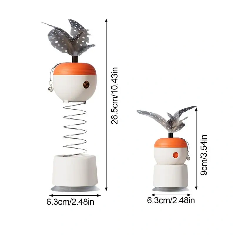 Cat Feeder Feather Toy With Bell Spring-Loaded Automatic Slow Feeder Ball Stable Suction Cup Pet Kitten Slow Feeder Puzzle Toy