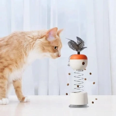 Cat Feeder Feather Toy With Bell Spring-Loaded Automatic Slow Feeder Ball Stable Suction Cup Pet Kitten Slow Feeder Puzzle Toy
