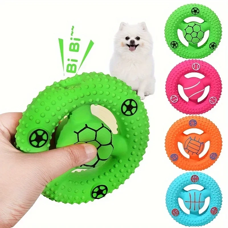 1pcs Football Basketball Design Pet Grinding Teeth Squeaky Plush Toy,Chewing Toy for Dog Interactive Supply