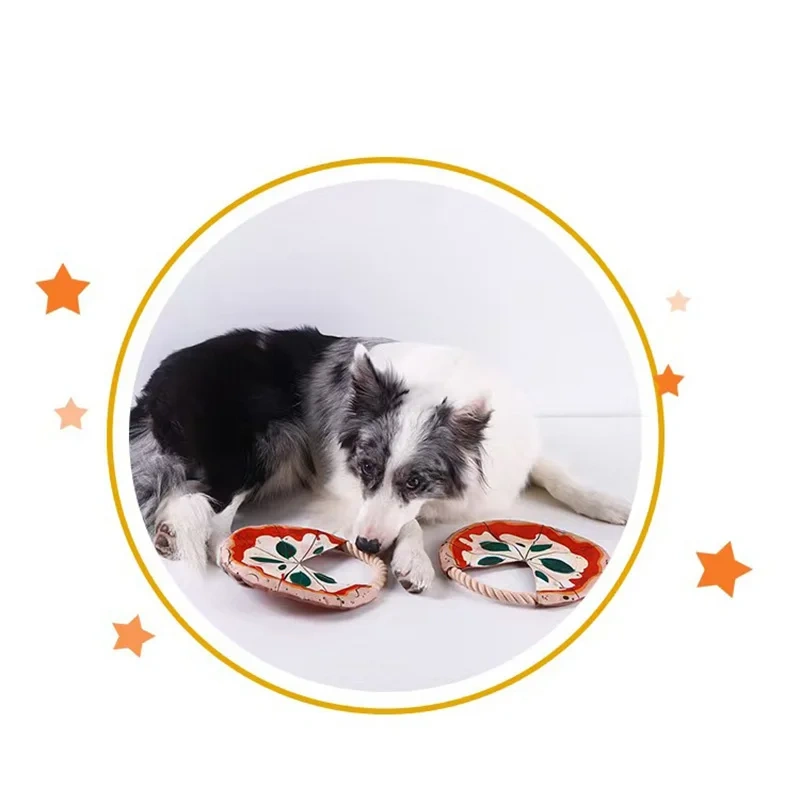 Dog Outdoor Training Frisbee Toy Rope Bite Resistant Pullable Hemp Rope Toy Retrieve Training Pet Toy