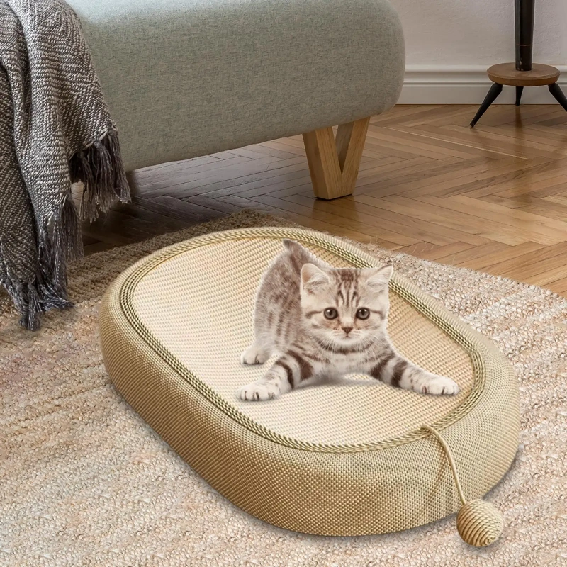 Cat Scratcher Bed with Play Ball Kitten Scratching Couch Sofa Protector Scratcher Furniture For Indoor Cats Kitty Pet Supplies