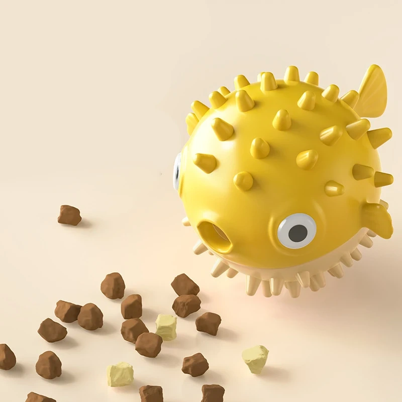Bouncing fish dog toy leakage ball for relieving boredom, grinding teeth, bite resistance, sound ball, large and small dog pet s