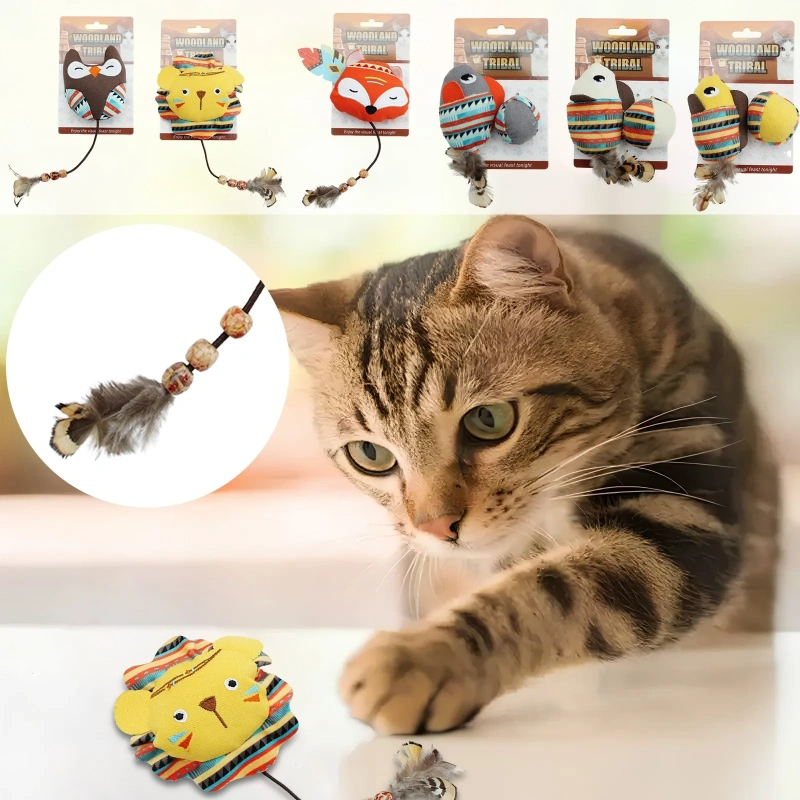 Cat Toy Interactive Teething Chew Toy Self-Entertainment Teaser Stick Cat Teeth Grinding Stick Plush interactive pet products