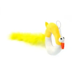 Manufacture Wholesale Lovely Round Fish Shape Plush Spring Cat Toy with Rattle Feather