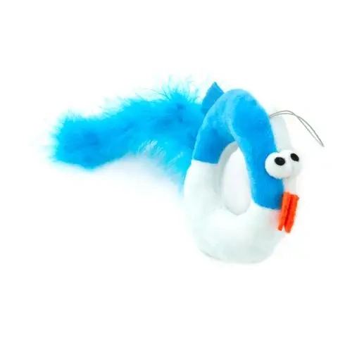 Manufacture Wholesale Lovely Round Fish Shape Plush Spring Cat Toy with Rattle Feather