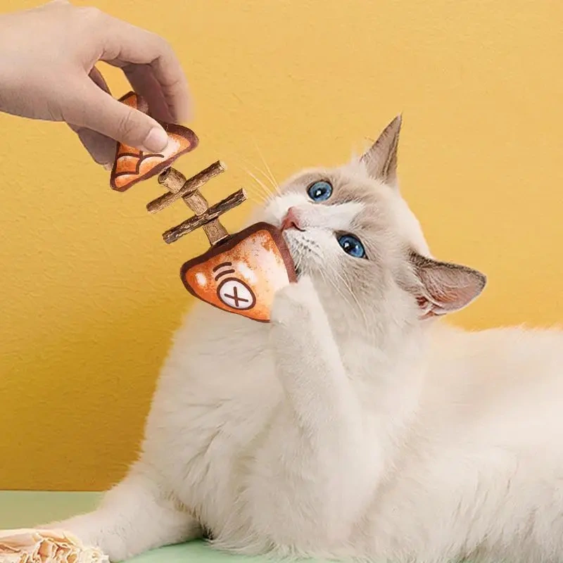 Fish Bone Cat Toy Realistic Kitten Stuff Bone Toy Interactive Cat Teething Plush Toys Fun Simulated Fish Bone Toy For Boredom
