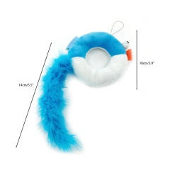 Manufacture Wholesale Lovely Round Fish Shape Plush Spring Cat Toy with Rattle Feather