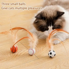 3Pcs Cat Interactive Ball Toys Bouncy Balls with Feather Indoor Cat Game Toy Feather Cat Training Catcher Pet Toy