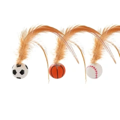 3Pcs Cat Interactive Ball Toys Bouncy Balls with Feather Indoor Cat Game Toy Feather Cat Training Catcher Pet Toy