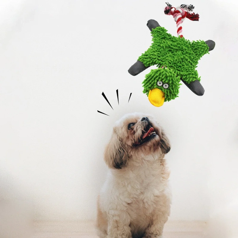2pcs Plush Duck Dog Toys Dog Squeak Toy Creative with Rope Puppy Chew Toys Interactive Dog Training Toys for Small Medium Dogs