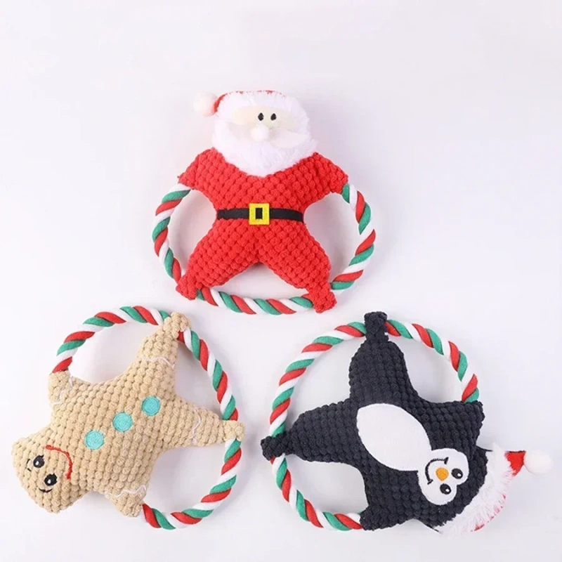1PC Dog Toy Sound, Teeth Grinding, Bite Resistant Christmas Frisbee
