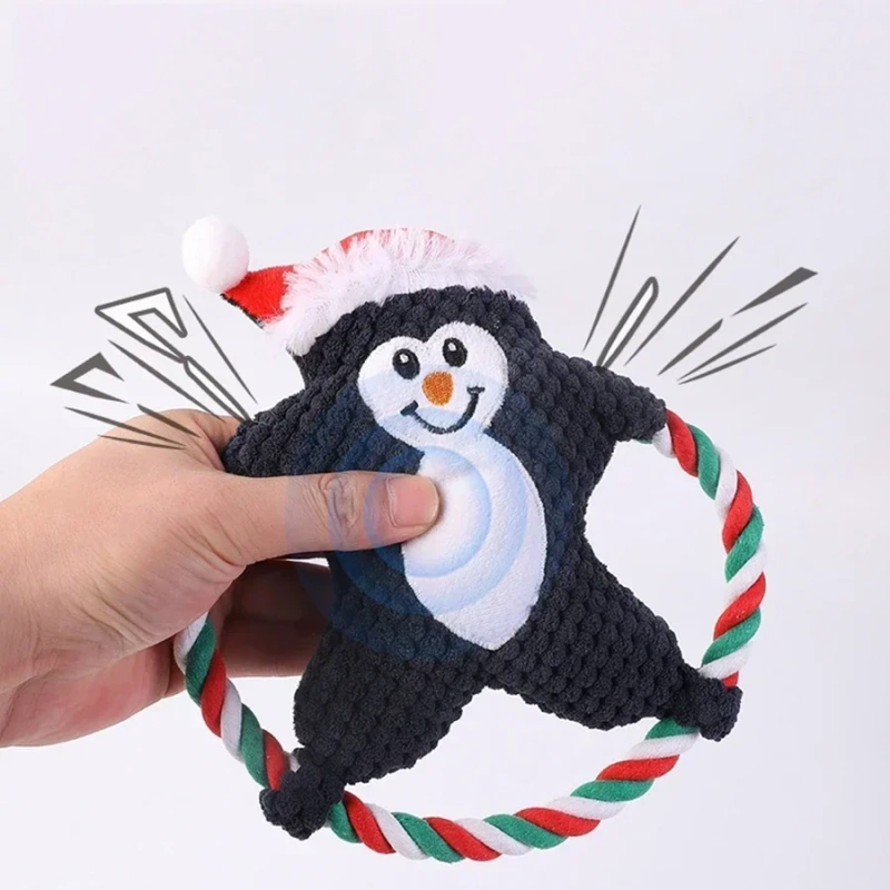 1PC Dog Toy Sound, Teeth Grinding, Bite Resistant Christmas Frisbee